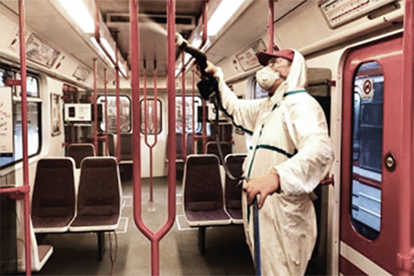 tömegközlekedés fertőtlenítés